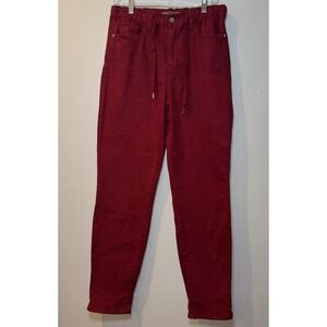 Judy Blue Jeans Women 9/29 Red‎ Scarlett  JB88727C Garment Dyed Pants Drawstring
